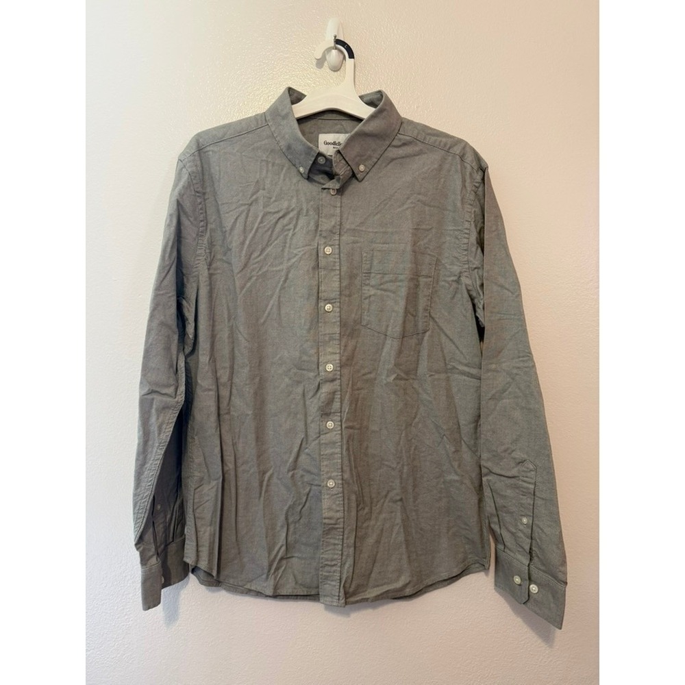 Goodfellow & Co Mens Gray Oxford Shirt Long Sleeve Button Down Size L NWT